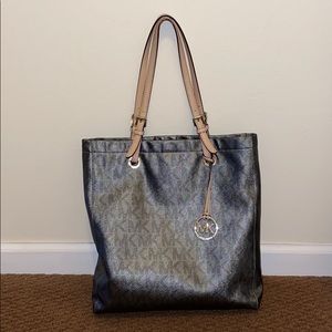 Michael Kors silver tote bag